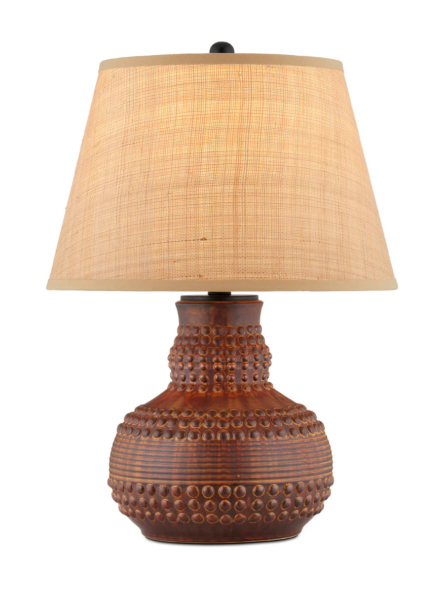 Atamo Table Lamp – Handcrafted Ceramic with Grasscloth Shade