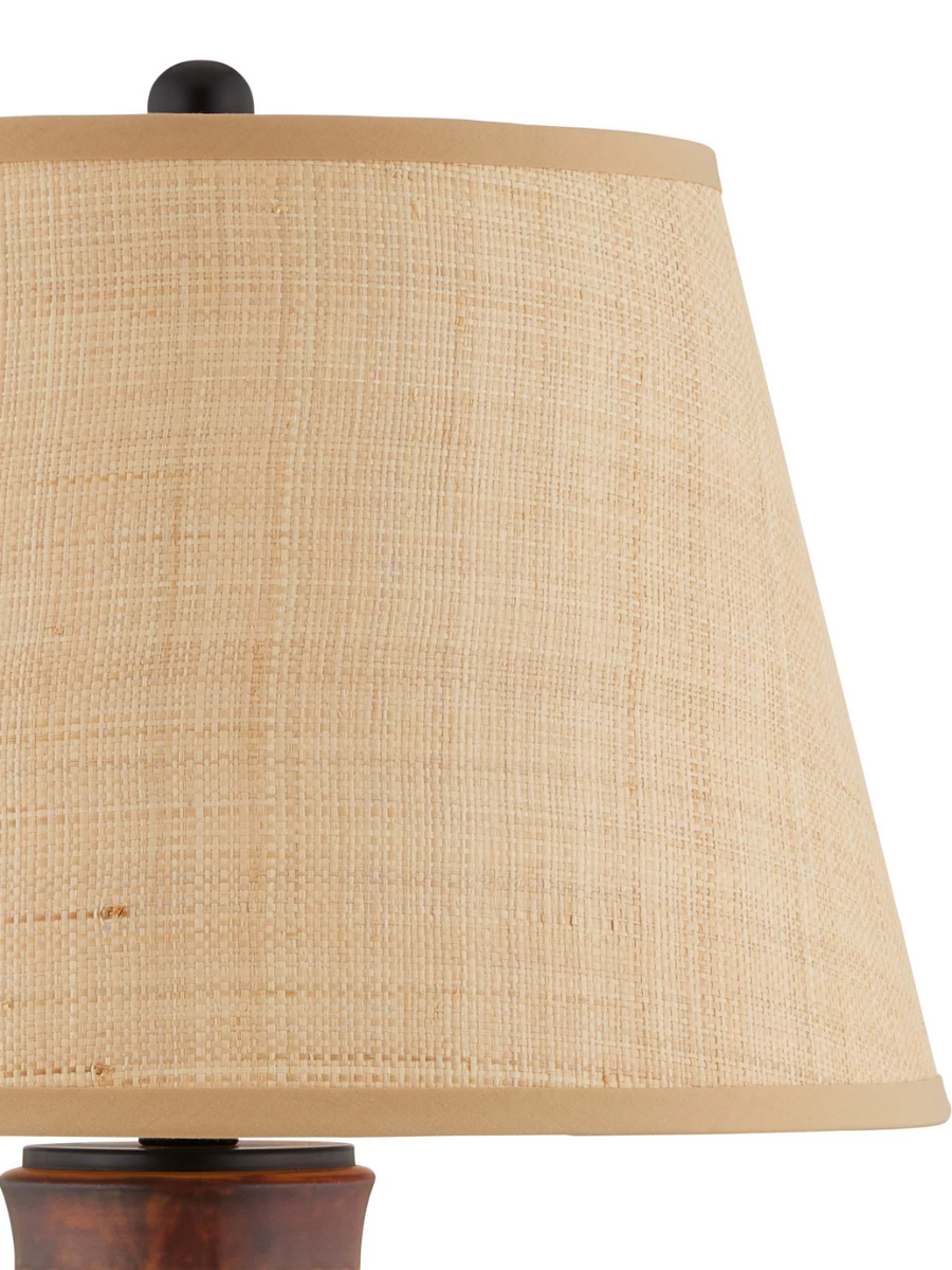Atamo Table Lamp – Handcrafted Ceramic with Grasscloth Shade