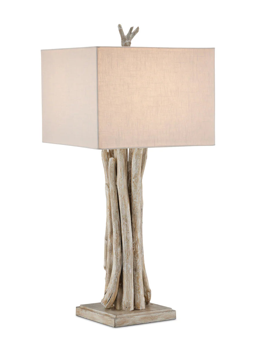 Driftwood Whitewash Table Lamp – Handcrafted Rustic Elegance