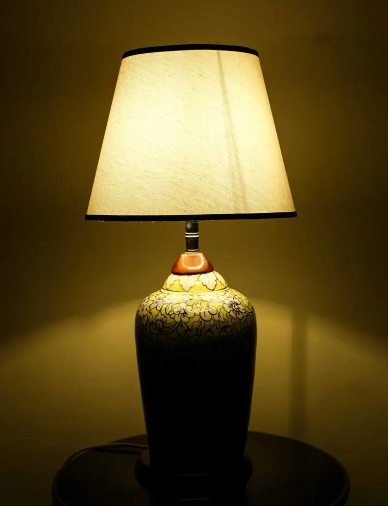 Yellow handcrafted ceramic table lamp - 58cm