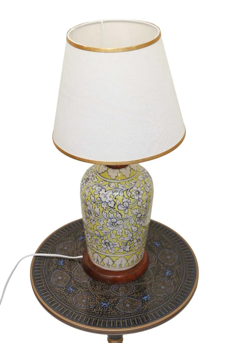 Yellow handcrafted ceramic table lamp - 58cm