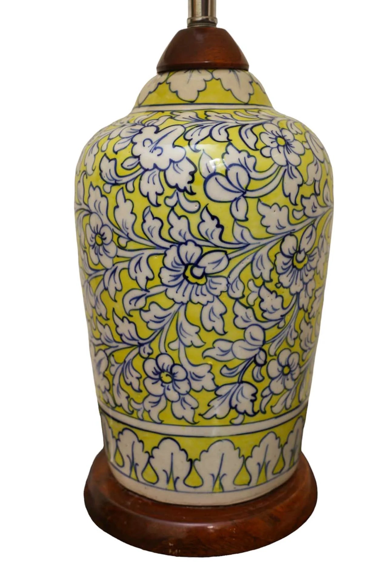 Yellow handcrafted ceramic table lamp - 58cm