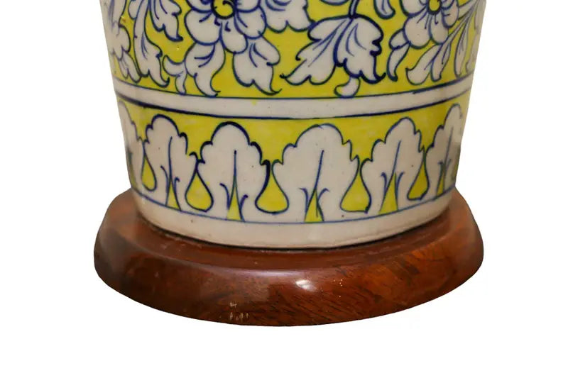 Yellow handcrafted ceramic table lamp - 58cm
