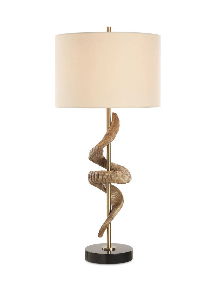 Rams Horn Table Lamp – Sculptural Brass & Marble Accent Light