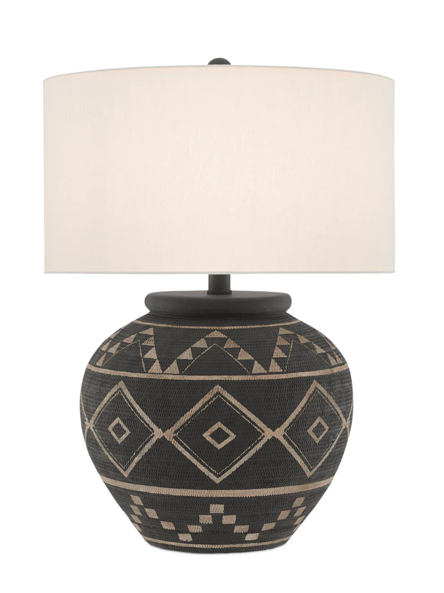 Tattoo Table Lamp – Hand-Etched Terracotta with Rustic Elegance