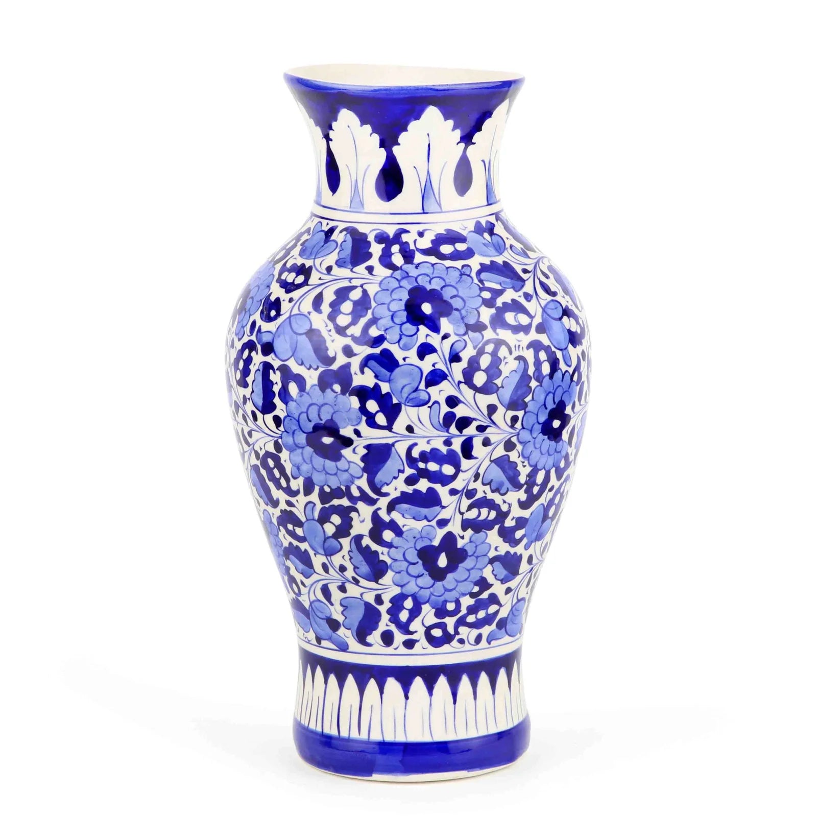 Bouquet Blue Vase Handmade and Hanpainted Ceramic 43 cm