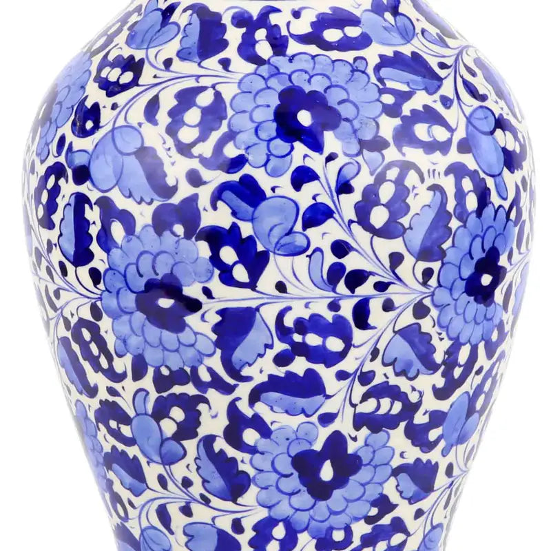 Bouquet Blue Vase Handmade and Hanpainted Ceramic 43 cm
