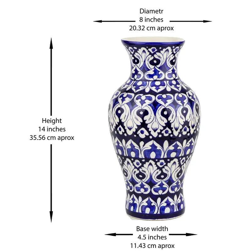 Blue Pottery Large Vase for Bouquet 43 cm