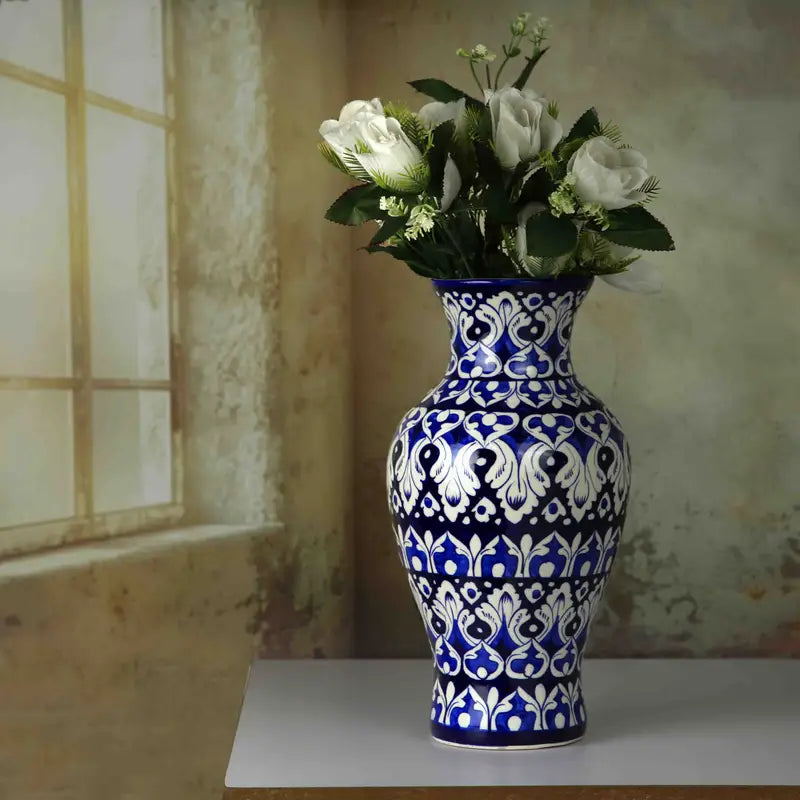 Blue Pottery Large Vase for Bouquet 43 cm