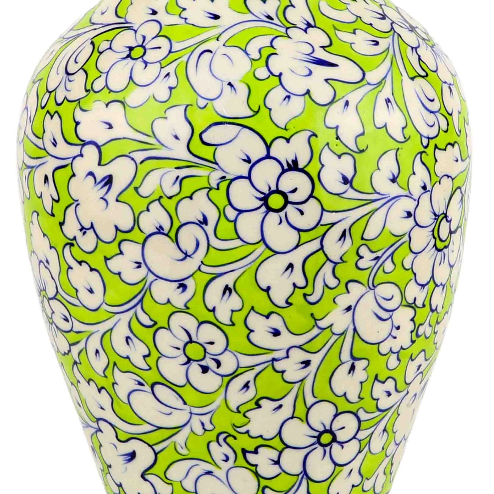 Green Large Flower Vase Handpainted Intricate Patterns 43 cm
