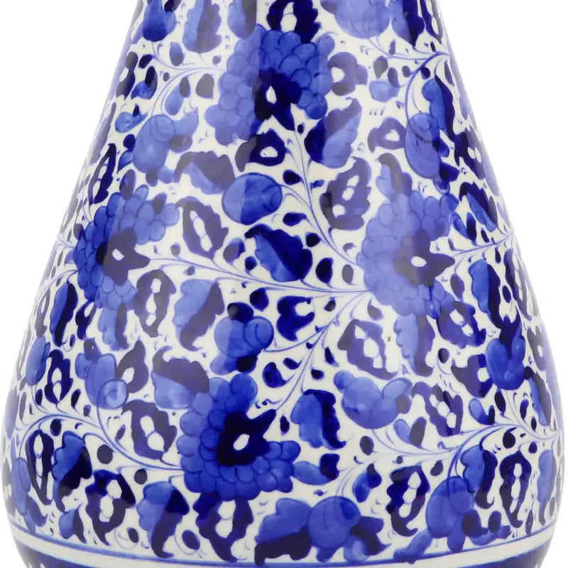 Bud Vase Handmade Ceramic Handpainted Blue Pottery 48 cm