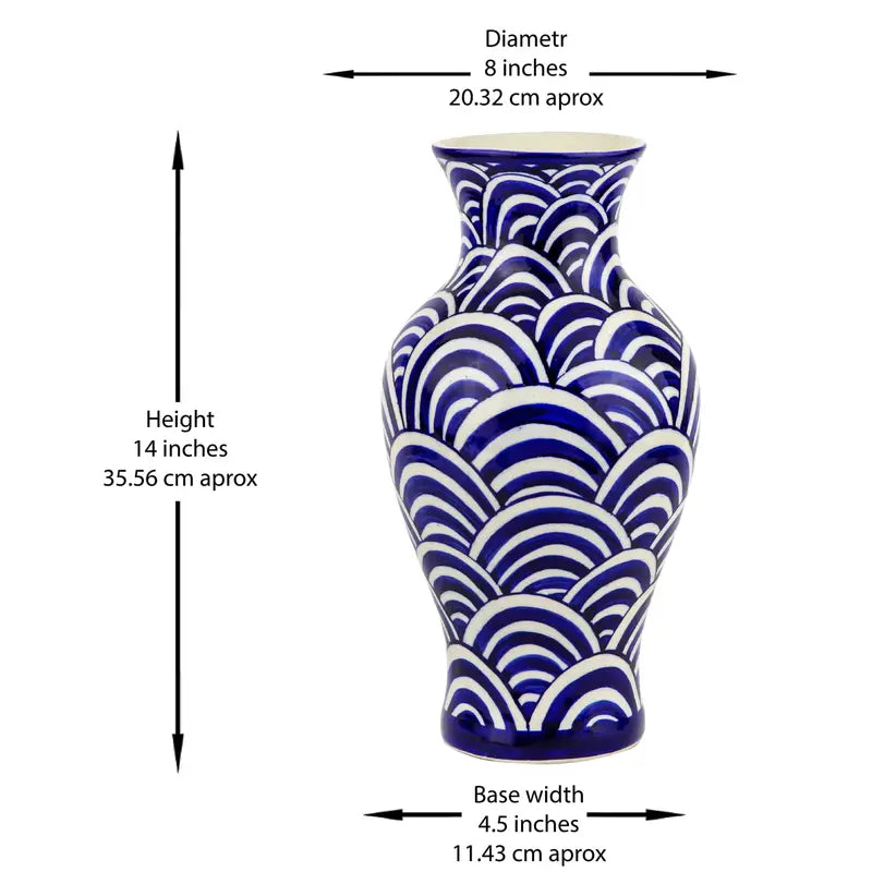 Large Vase Handpainted Geometric Patterns 42 cm