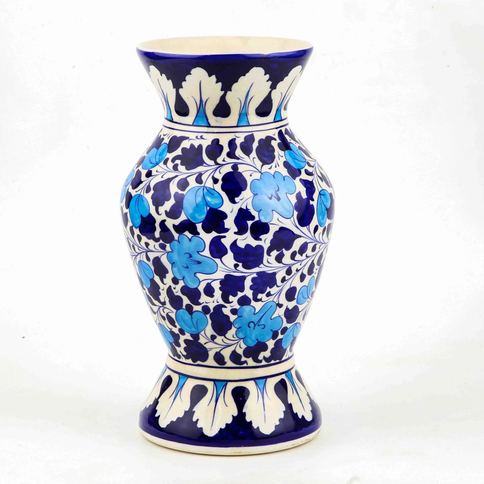 Amphora Vase Handcrafted and Handpainted in Blue Pottery 33 cm
