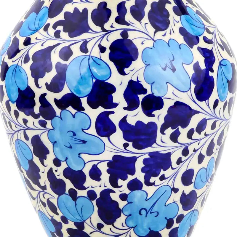 Amphora Vase Handcrafted and Handpainted in Blue Pottery 33 cm