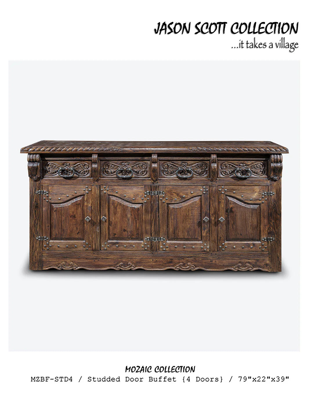 Jason Scott Studded Door Buffet / 4 Doors